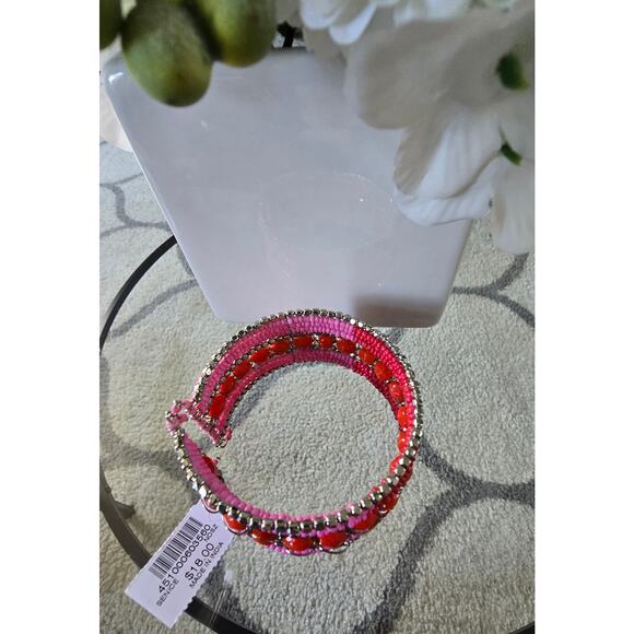 Chicos Pink Beaded Cuff Bracelet NWT - Picture 5 of 5